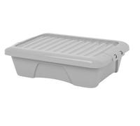 Homey Mart Plastic Storage Boxes Home Upcycled 22L Box & Lid Soft Grey - Set Of 5