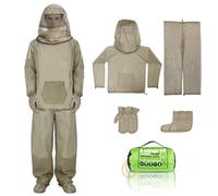 HOMEYA Net Suit XXL, Netting with Jacket Hoodie & Pants, Mittens & Socks, Lightweight Fine Mesh Full Body Clothing, Beige, XXL