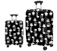 Homeyang Large Suitcase Cover Black Animal Cat Luggage Cover Washable Elastic Polyester Spandex Anti-Scratch Travel Quick Fix and Remove Suitcase Orotector Cover (XL)