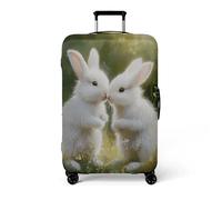 Homeyang Large Suitcase Cover Grass Green Rabbit Luggage Cover Washable Elastic Polyester Spandex Anti-Scratch Travel Quick Fix and Remove Suitcase Orotector Cover (XL)