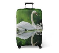 Homeyang Large Suitcase Cover Green River Swan Luggage Cover Washable Elastic Polyester Spandex Anti-Scratch Travel Quick Fix and Remove Suitcase Orotector Cover (L)