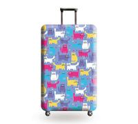 Homeyang Large Suitcase Cover Purple Yellow Cat Luggage Cover Washable Elastic Polyester Spandex Anti-Scratch Travel Quick Fix and Remove Suitcase Orotector Cover (XL)