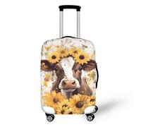 Homeyang Large Suitcase Cover Yellow Flower Cow Luggage Cover Washable Elastic Polyester Spandex Anti-Scratch Travel Quick Fix and Remove Suitcase Orotector Cover (XL)