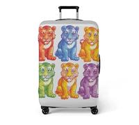 Homeyang Luggage Covers for Suitcases Tiger Blue Yellow Suitcase Cover Elastic Washable Polyester Spandex Anti-Scratch Scratches Remove Large Suitcase Covers Protectors (M)