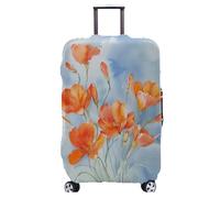 Homeyang Suitcase Cover Blue Orange Flower Travel Suitcase Covers Protectors Washable Polyester Spandex with Elastic Edges Scratch and Dust for 18-32 Inch Luggage Cover (L)