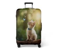 Homeyang Suitcase Cover Butterfly Blue Cat Suitcase Covers Protectors for Travel Elastic Polyester Spandex Washable Scratch and Dust Protection Fit 18-32 Inch Luggage Cover (M)