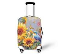 Homeyang Suitcase Cover Butterfly Yellow Sunflower Travel Suitcase Covers Protectors Washable Polyester Spandex with Elastic Edges Scratch and Dust for 18-32 Inch Luggage Cover (S)
