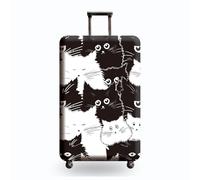 Homeyang Suitcase Cover Cat Black White Suitcase Covers Protectors for Travel Elastic Polyester Spandex Washable Scratch and Dust Protection Fit 18-32 Inch Luggage Cover (M)
