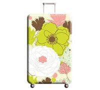 Homeyang Suitcase Cover Green Pink Flower Suitcase Covers Protectors for Travel Elastic Polyester Spandex Washable Scratch and Dust Protection Fit 18-32 Inch Luggage Cover (S)