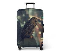 Homeyang Suitcase Cover Grey Stone Owl Travel Suitcase Covers Protectors Washable Polyester Spandex with Elastic Edges Scratch and Dust for 18-32 Inch Luggage Cover (L)