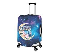 Homeyang Suitcase Cover Owl Blue Moon Travel Suitcase Covers Protectors Washable Polyester Spandex with Elastic Edges Scratch and Dust for 18-32 Inch Luggage Cover (M)