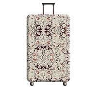 Homeyang Suitcase Cover Red Brown Retro Suitcase Covers Protectors for Travel Elastic Polyester Spandex Washable Scratch and Dust Protection Fit 18-32 Inch Luggage Cover (S)