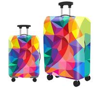 Homeyang Suitcase Cover Red Purple Geometry Suitcase Covers Protectors for Travel Elastic Polyester Spandex Washable Scratch and Dust Protection Fit 18-32 Inch Luggage Cover (M)