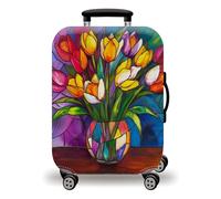 Homeyang Suitcase Cover Red Yellow Geometry Travel Suitcase Covers Protectors Washable Polyester Spandex with Elastic Edges Scratch and Dust for 18-32 Inch Luggage Cover (L)