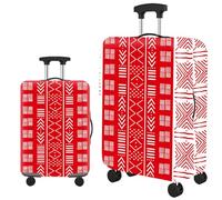 Homeyang Suitcase Cover Striped Red Geometry Suitcase Covers Protectors for Travel Elastic Polyester Spandex Washable Scratch and Dust Protection Fit 18-32 Inch Luggage Cover (M)