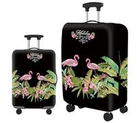 Homeyang Suitcase Cover Tropical Green Flamingo Suitcase Covers Protectors for Travel Elastic Polyester Spandex Washable Scratch and Dust Protection Fit 18-32 Inch Luggage Cover (S)