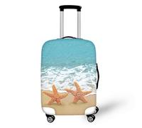 Homeyang Suitcase Cover Yellow Beach Starfish Suitcase Covers Protectors for Travel Elastic Polyester Spandex Washable Scratch and Dust Protection Fit 18-32 Inch Luggage Cover (M)
