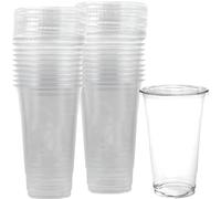 HomeyGear 24-Pack of Large Clear Plastic Cups with Flat Slotted Lids - Ideal for Cold Drinks and Bubble Tea - BPA-Free and Durable (24 oz)