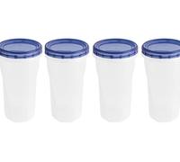 HomeyGear [48 Oz - Blue - 4 Pk] Large Deli Food Storage Screw And Seal Containers 48 Oz Stackable Reusable Mirowave Dishwasher Safe Quality Plastic Twist Cap Canisters 4 Pack