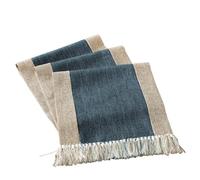 HomeyHo Rustic Table Runner with Fringe Long Table Runner for Rectangle Tables Runner Heat Resistant Long Dining Table Runner Rustic Style Table Runners Long, 15 x 79 Inch, Blue