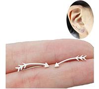 HOMEYU® 925 Sterling Silver Geometric Ear Climbers - Arrow,Triangle,Solid Bar Stud Cuff Crawler Earrings