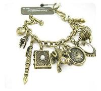 HOMEYU® Vintage Fairytale Charms Frog Mirror Tea Party Girl Cuff Bangle Bracelet Alice in Wonderland Chain
