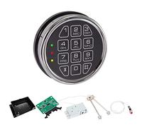 HOMEYUER Electronic Gun Safe Lock Replacement - Digital Keypad with Solenoid Lock Mechanism, Chrome/Black Finish, 14-Pin Design, Circuit Board, Reset Cable, and 2 Override Keys - DIY Installation