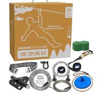 HomeZiplines Zip Line for Kids and Adults Up to 350 Lbs - 100/150/200 Ft - Quick Setup Zipline for Backyard - 100% Rustproof With Safety Harness - Zipline Kit