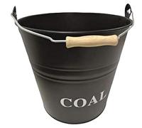Homezone Steel Black Coal Bucket with Wooden Handle Fireplace Bucket Coal Bucket Coal Pale Coal Storage Solutions for Fireplace Fireside Accessories log burner accessories
