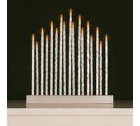 Marco Paul Interiors Silver Pipe Candle Bridge Tower Christmas Decoration, Battery Operated, 17 Warm LED Window Light