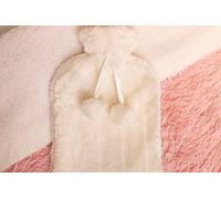 Homezone Cream Hot Water Bottle with Fluffy Cover - Mini Foot Warmer Heating Pad for Women & Men
