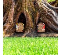 2 Pieces Fairy Doors Garden Elf Door Adorable Fairy Garden Miniatures Garden Miniature Ornaments for Trees Gardening Gifts For Men Women Girls Children