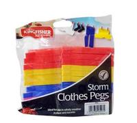 HomeZone Collapsible Laundry Basket Clothes Pegs Indoor Outdoor Washing Kitchen Heavy Duty Hardwearing Long Lasting Storm Pegs (24 x Large Plastic Storm Clothes Pegs)