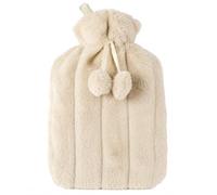 HomeZone 2L Hot Water Bottle with Soft Cream Fluffy Cover - Large Rubber Hot Water Bottle for Back, Neck & Period Pain Relief, Bed Warmer & Winter Comfort Gift