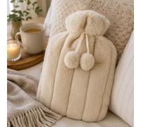 HomeZone 2L Hot Water Bottle with Soft Cream Fluffy Cover Pain Relief Gift