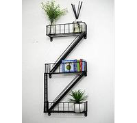 HomeZone® Novelty New York City Fire Escape Floating Bathroom Shelves Wall Shelving Unit Modern Black Display Unit Bedroom Shelves Unique Home Decor Hanging Shelf Wall Decor Black Ladder Shelf