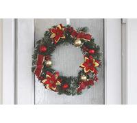 HomeZone Festive Decorated Christmas Wreath Baubles Pinecones Hanging Wreath Garland Decor For Home Or Office Traditional Christmas Decorations 40cm Berries, Baubles, Poinsettia
