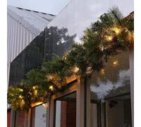 Luxury 4FT Pre-lit Christmas Garland with 20 LEDs Artificial Green Christmas Wreath for Fireplace & Stair Front Door Xmas Decor