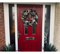 Marco Paul 50cm Christmas Door Wreath With Pinecones, Berries and Baubles - Snow Dusted Hanging Deluxe Ornaments for Office or Home Decor, Festival Accessories