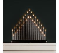 HomeZone® Black Candle Bridge Tower Christmas Decoration, Battery Operated with Timer, 33 Warm White LED Window Light