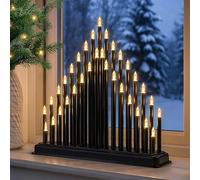HomeZone Christmas Candle Bridge 33 Warm White Flameless Candles Pipe Christmas Window Decoration Or Table Decoration Low Voltage Mains Operated Festive Decor (BLACK)
