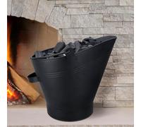 HomeZone Black Waterloo Coal Bucket - Powder Coated Fireside Hod for Coal, Logs & Kindling - Traditional Indoor Fireplace Fuel Storage