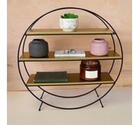 HomeZone Black Wire & Wood Shelving Unit with 3 Shelves Freestanding Shelf Modern Home Decor Contemporary Industrial Retro Style Livingroom Office Storage Display Unit