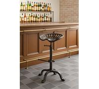 HomeZone Brown Cast Iron Vintage Industrial Bar Stool Rustic Swivel Tractor Seat Shabby Chic Metal Barstool Adjustable Height and Vintage Bar Pub Seating for Home, Kitchen, Outdoor, Decking