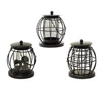 HomeZone Caged Lantern Bird Feeders Unique Design And Durable Set of Three Peanuts Seed Fat Ball Feeders Hanging Perfect For Outdoor Patio Garden Bird bird feeders hanging station Hanging Station
