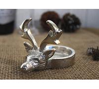 HomeZone Stag Tealight Candle Holders Shabby Chic, Vintage Hurricane Tea Light Candle Holder, Decorative Reindeer Candle Stands Centerpieces for Christmas Table Mantle Fireplace Decoration