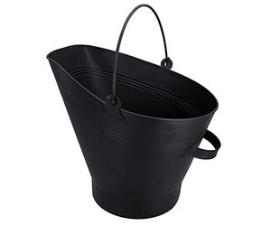 HomeZone Coal Bucket Hod Scuttle Fireside Accessories Kindling, Log & Fuel Storage for Indoor Homeware (BLACK WATERLOO STYLE BUCKET)