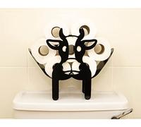 HomeZone Cow Toilet Roll Holder Novelty Animal Bathroom Accessory Decorative Home Indoor Storage Loo Roll Toilet Paper Holder Black Metal Free Standing Fun Decor