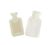 Homezone Cream Knitted Hot Water Bottle with Cover - 2L Leakproof Heat Pad for Pain Relief & Hand Warmer - Large Hot Water Bottles for Adults, Xmas Gifts, Gifts for Women & Large Stocking Fillers