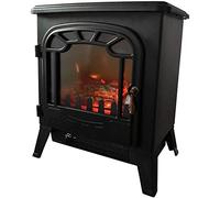 HomeZone Electric Fire - Decorative Portable Furniture Heater, Vintage Style Flame Effect Electric Free Standing Wood Burner Insert Fireplace for Home and Living Room Heating (Black, 1850W)